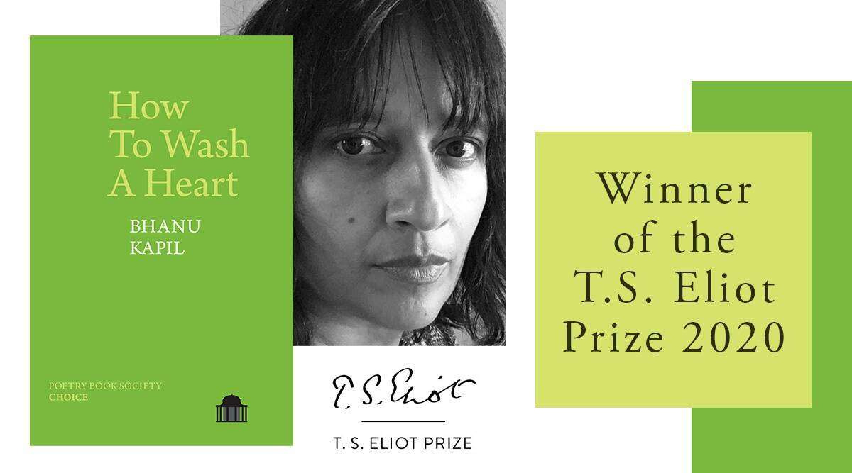 Collage of Bhanu Kapil and book cover captioned 'Winner of the T.S. Eliot Prize 2020'