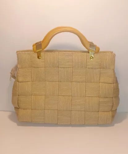 Bertini M & G Made In Italy Basket Weave Top Handle Purse Vintage  - Picture 1 of 15