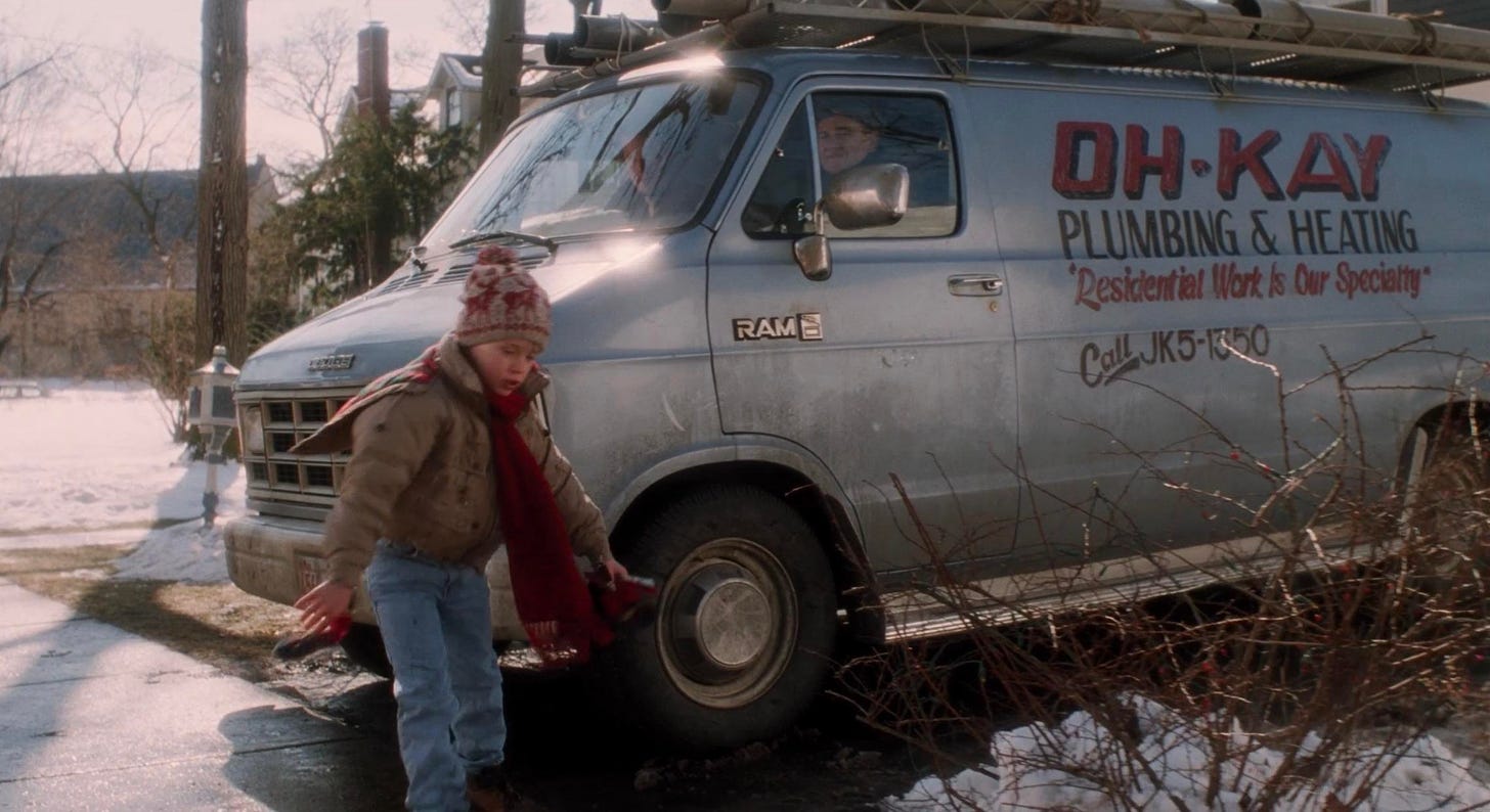 In Home Alone, the “Wet Bandits” drive a plumbing van, which also says  “residential work is our specialty”. : r/MovieDetails