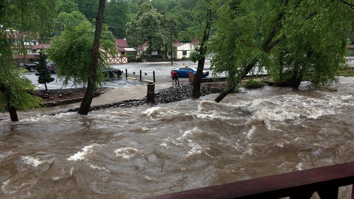 Flooding in Helen takes over city streets as warnings continue | 11alive.com