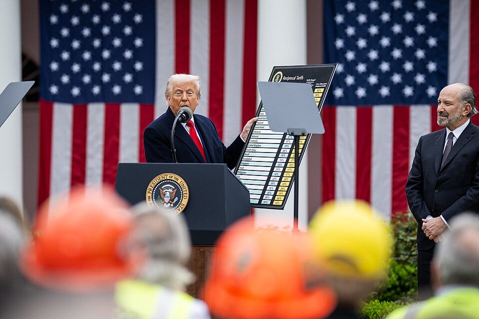 File:Trump showing a chart with reciprocal tariffs.jpg