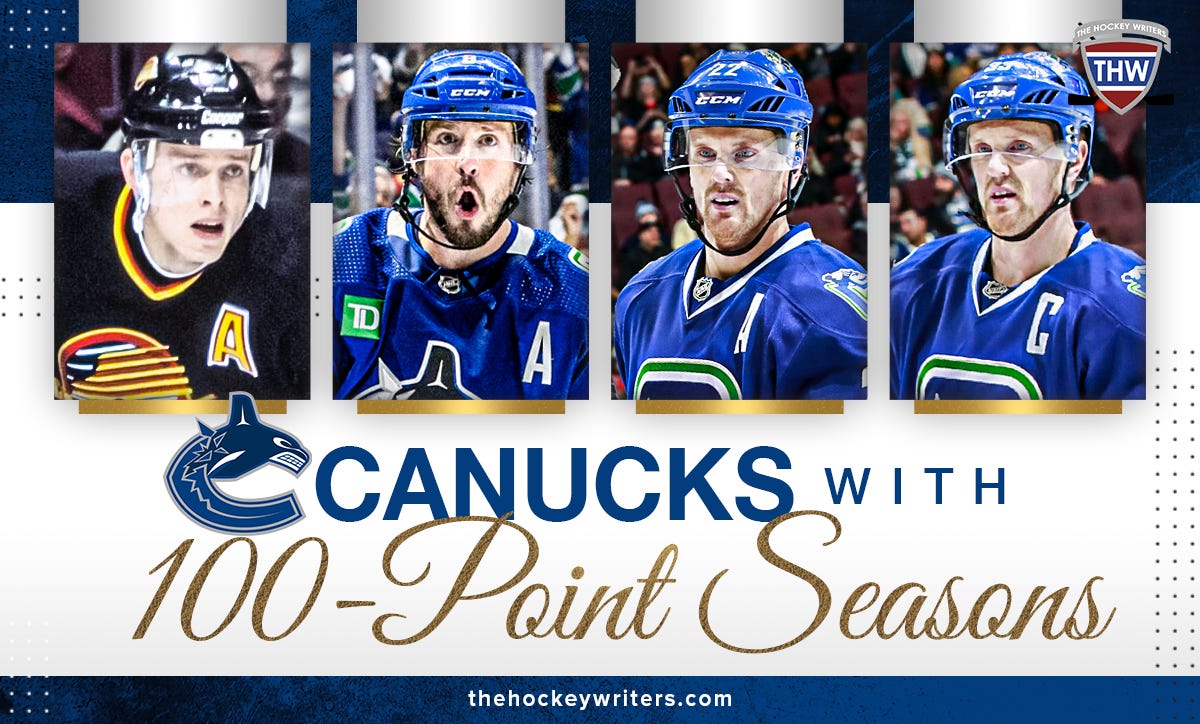 Vancouver Canucks with 100-Point Seasons Pavel Bure, JT Miller and Daniel & Henrik Sedin