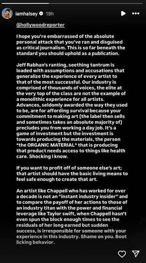 Screenshot of a text post. The user criticizes a news publication for biased coverage of celebrities, especially Taylor Swift, and the treatment of artists