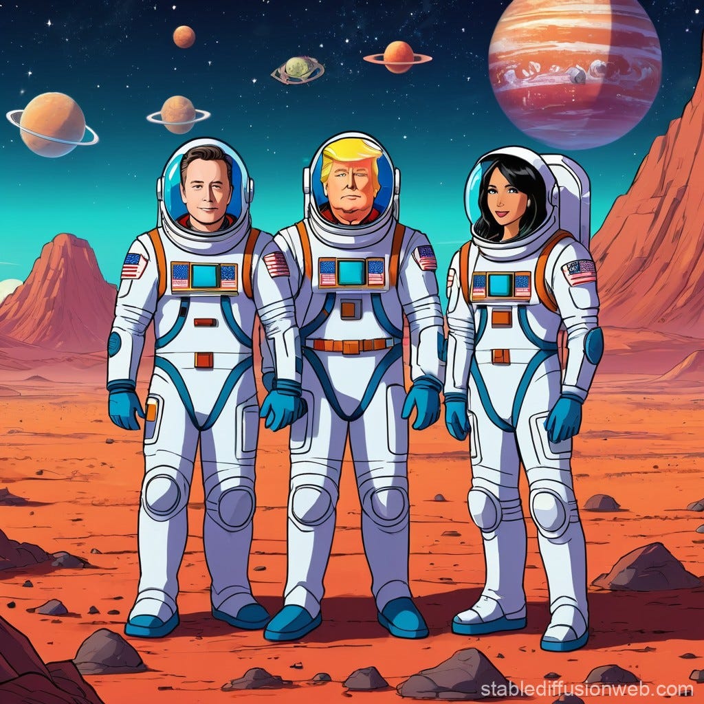 Elon Musk, Trump, Gabbard, and Kennedy Jr on Mars | Stable Diffusion Online