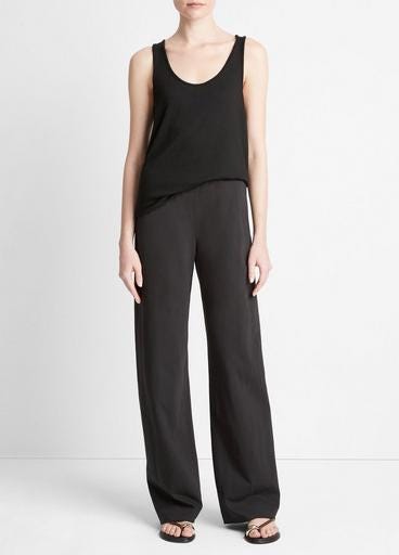 Cotton-Blend High-Waist Bias Pant image number 0