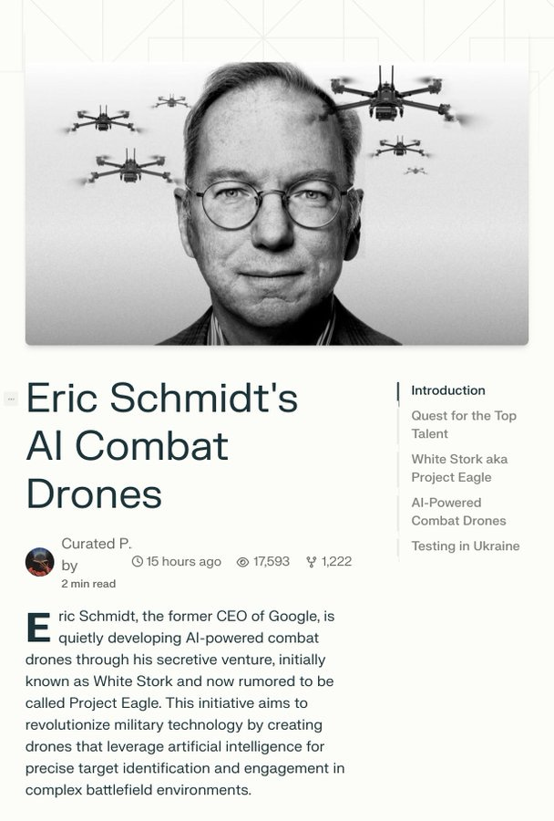 Screenshot of a Perplexity Paper article stolen from Forbes about former Google CEO Eric Schmidt