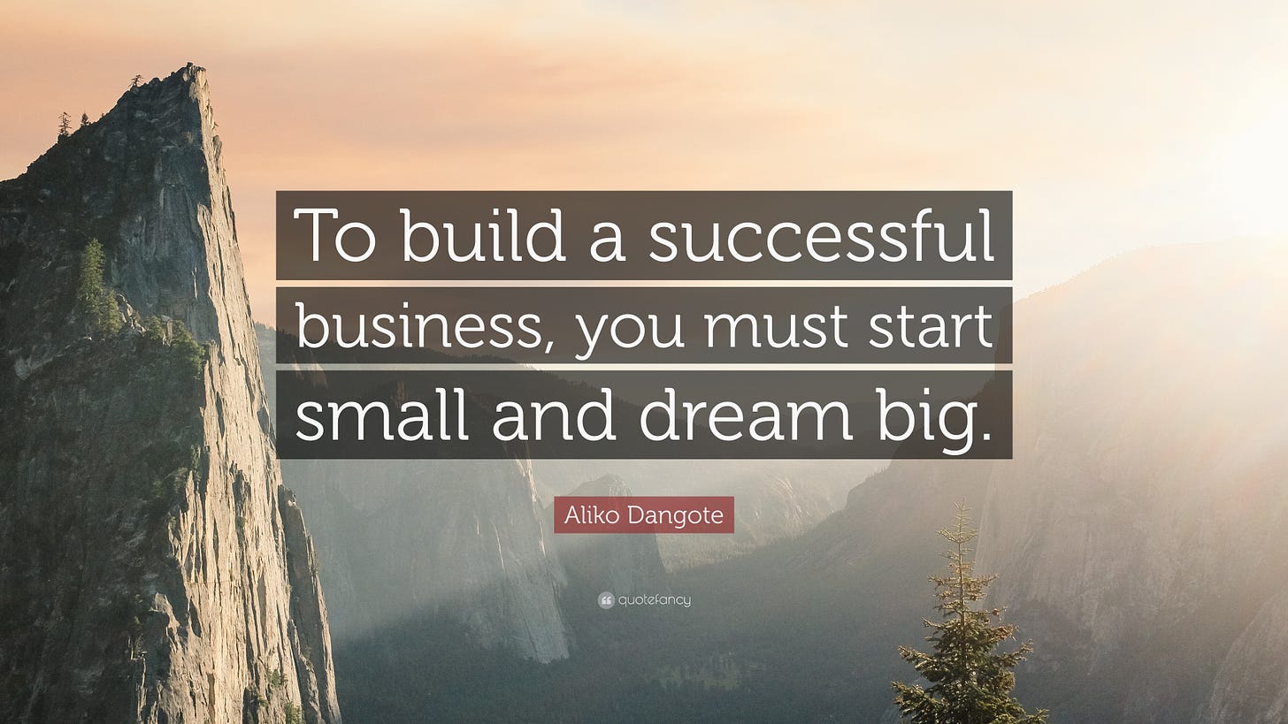 Aliko Dangote Quote: “To build a successful business, you must start ...