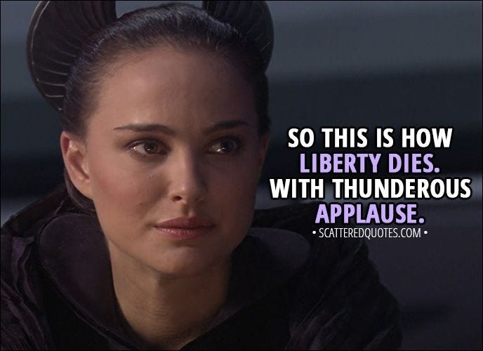 So this is how liberty dies. With thunderous applause. | Scattered Quotes