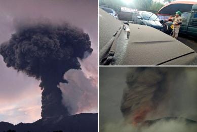 indonesia volcano erupts again