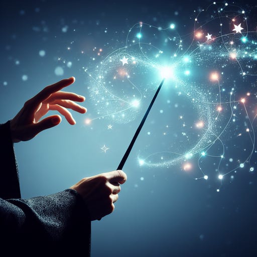 a person waving their magic wand to create a magic spell