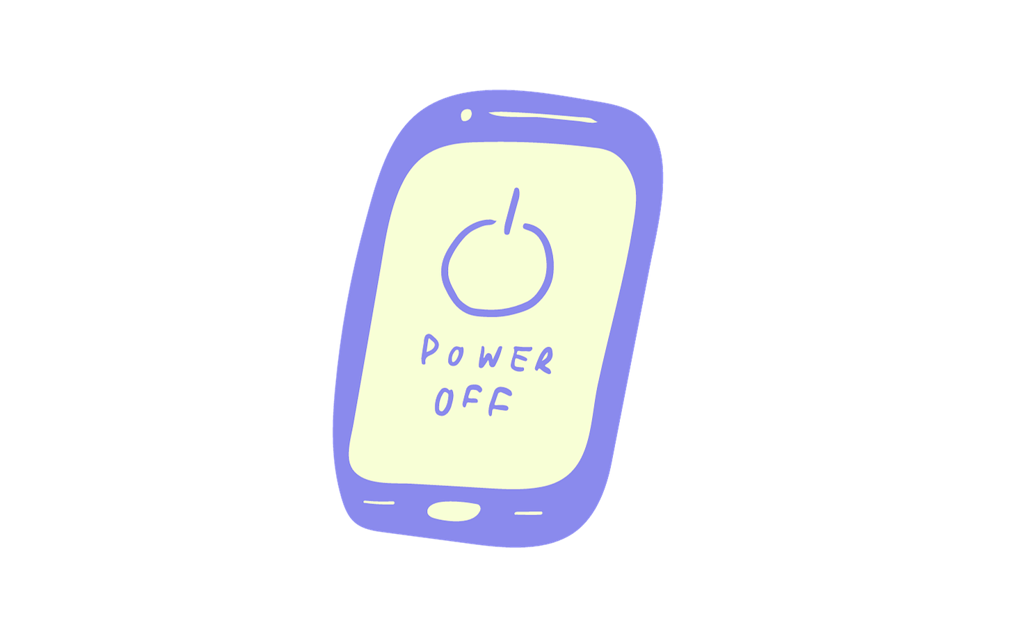 A doodle of a phone with "power off" displayed.