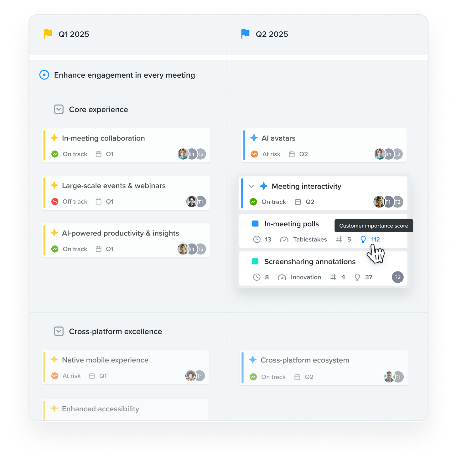 Example 3: In Productboard you can centralize customer feedback across all channels in one searchable repository. Highlight key user insights and link them to relevant feature ideas. Example 3: In Productboard you can centralize customer feedback across all channels in one searchable repository. Highlight key user insights and link them to relevant feature ideas.