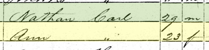 detail from 1850 U.S. Census