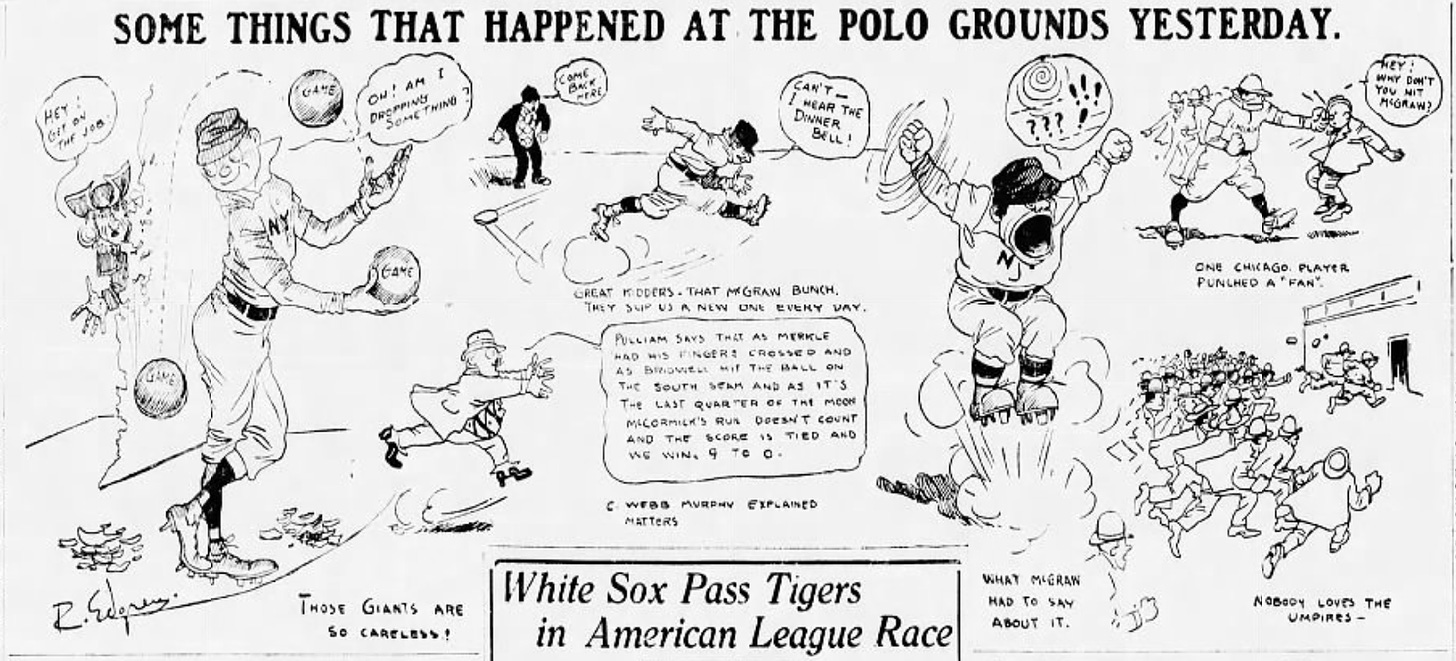 1908 Original Newspapers Baseball Merkle