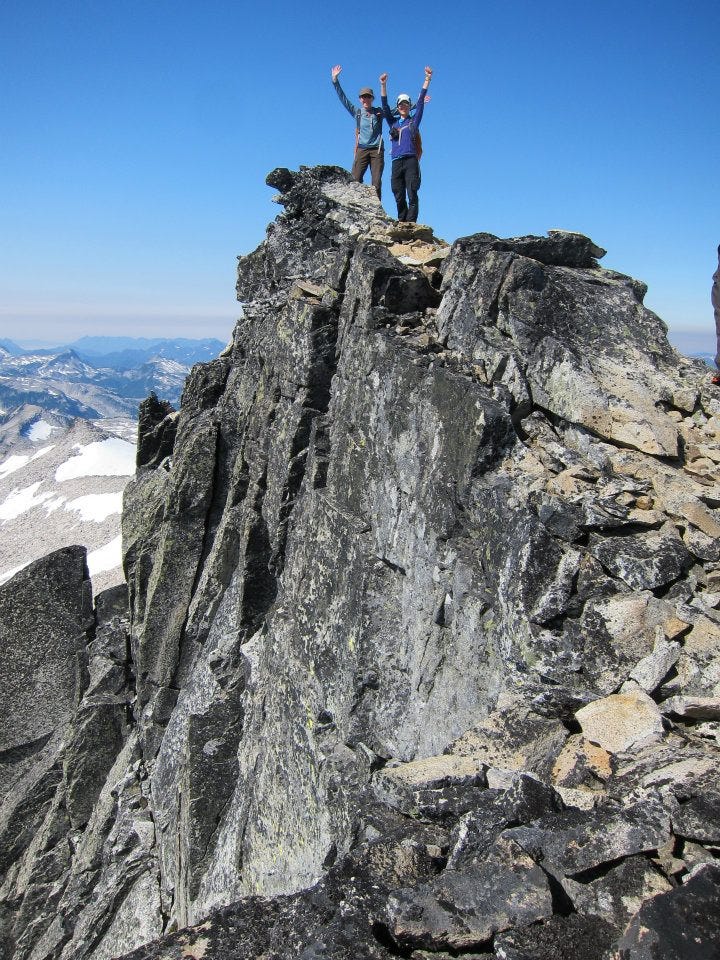 Remember that part where my mom said that she wasn't a mountain climber?  Summit of Mt. Hinman, Alpine Lakes Wilderness. 