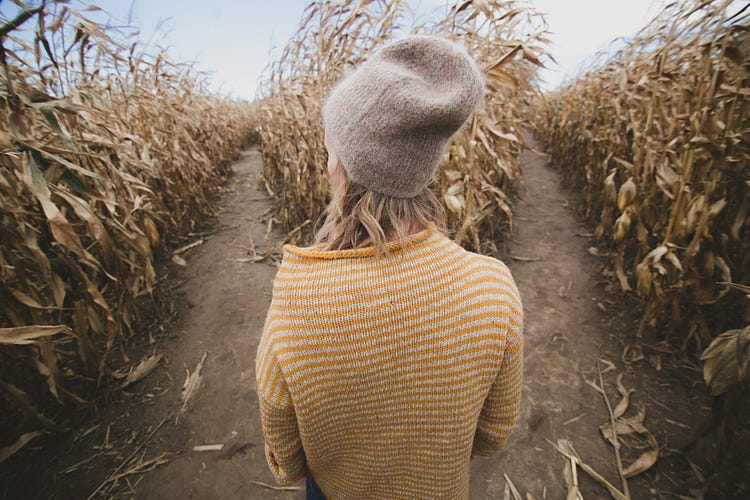 A person standing in fornt of two paths.