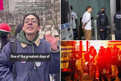Rudy Ralph Martinez, 32, was among the 282 protesters and agitators who were cuffed and hauled away when the NYPD encountered unruly mobs during a crackdown on tent encampments at both schools late Tuesday.