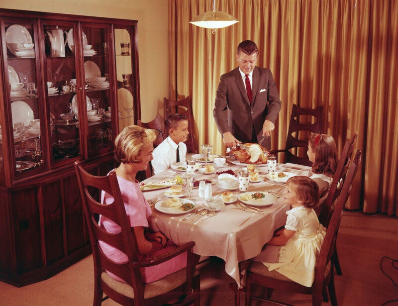 Thanksgiving scene from the 1950s