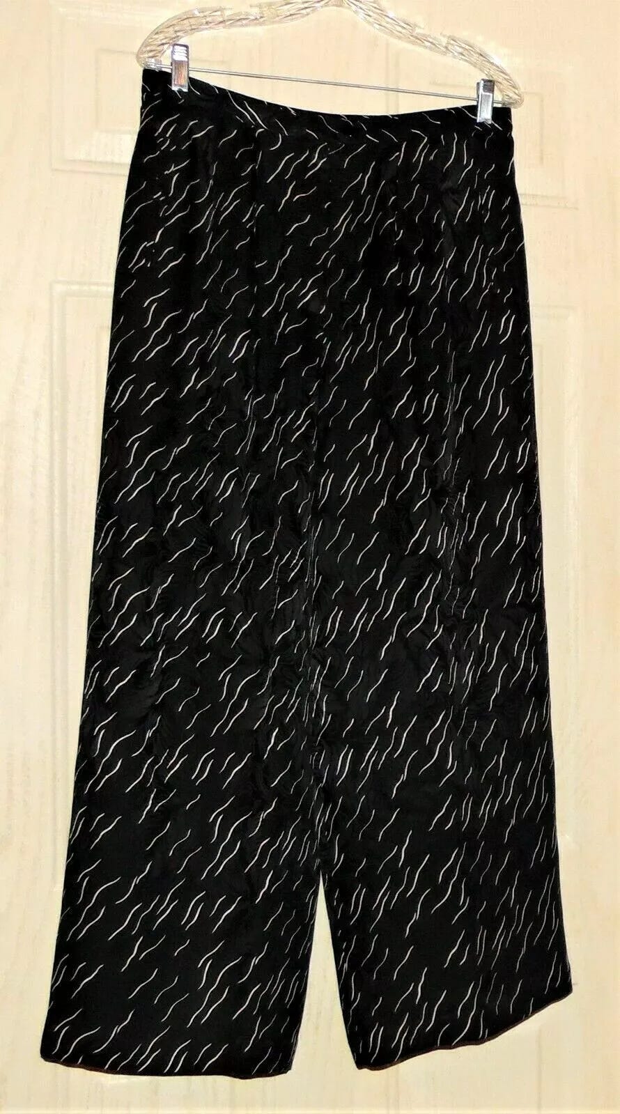 Vintage Julie Francis Black White Silk Pants Slacks Size 10 - Picture 1 of 3