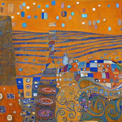 AI generated painterly evocation of the Spanish Bardenas Reales