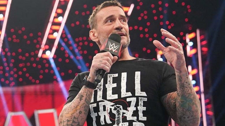 CM Punk talks on the mic on "WWE Raw"