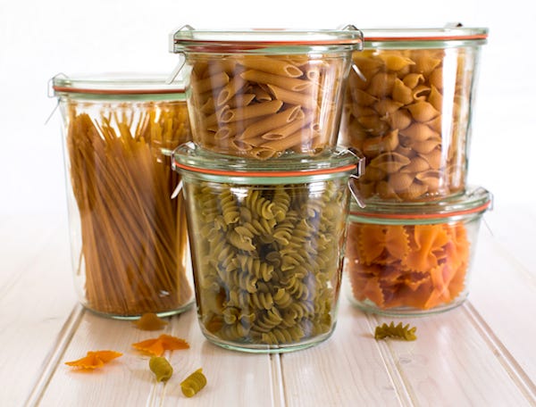 Whole Grain Pasta in jars