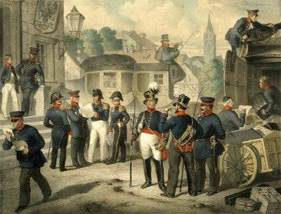 The Prussian royal postal officials in uniform 1855
