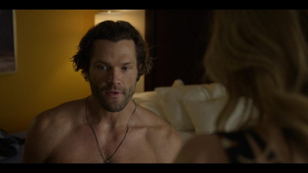 Walker Jared Padalecki trying hard to get things up for Twyla in motel room