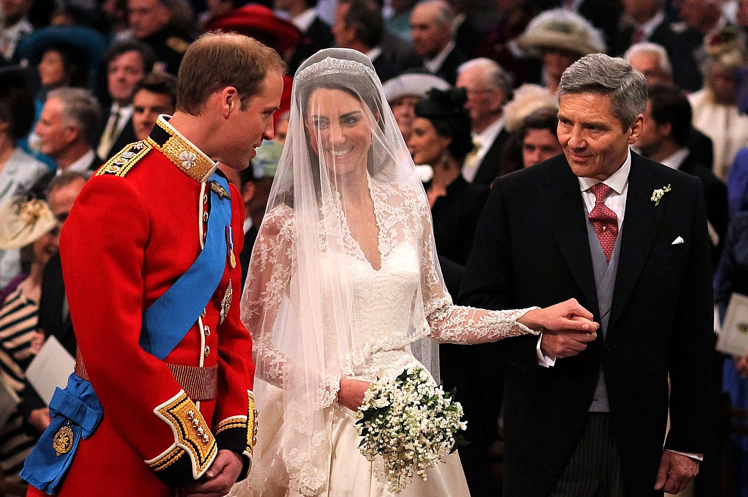 michael middleton gives daughter kate away at 2011 royal wedding
