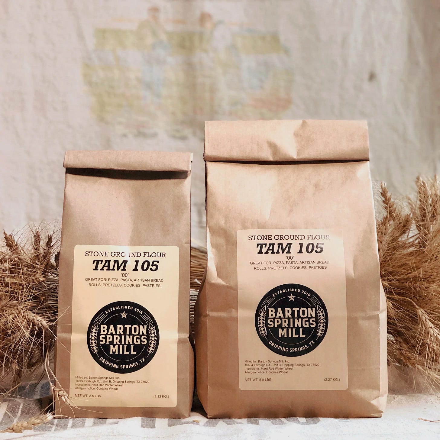 Two bags of TAM 105, a stone ground flour