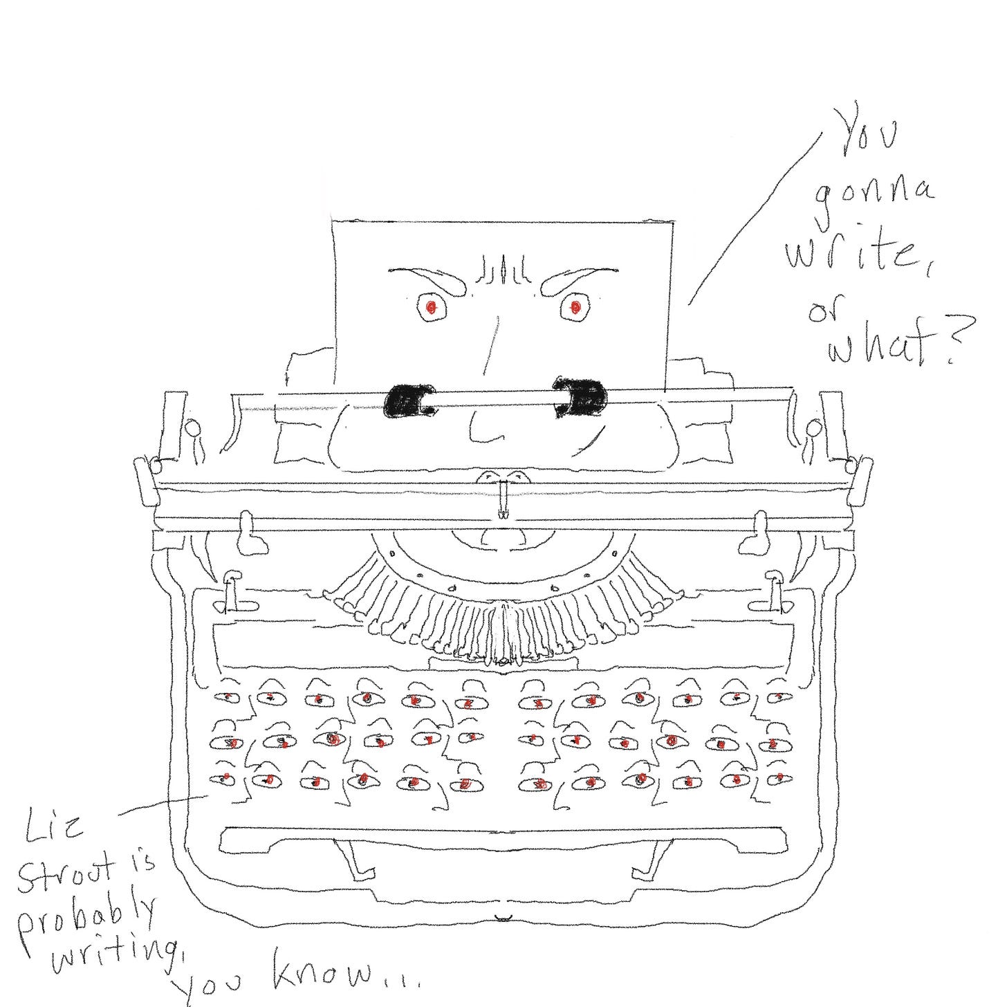 angry typewriter scolds a writer