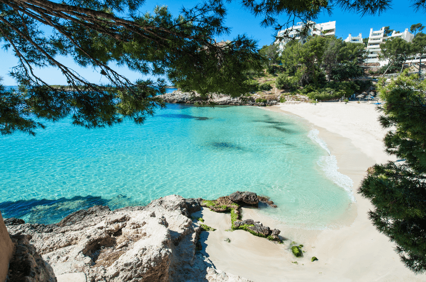 Illetes beach - Majorca . White sand & crystal clear water near Palma
