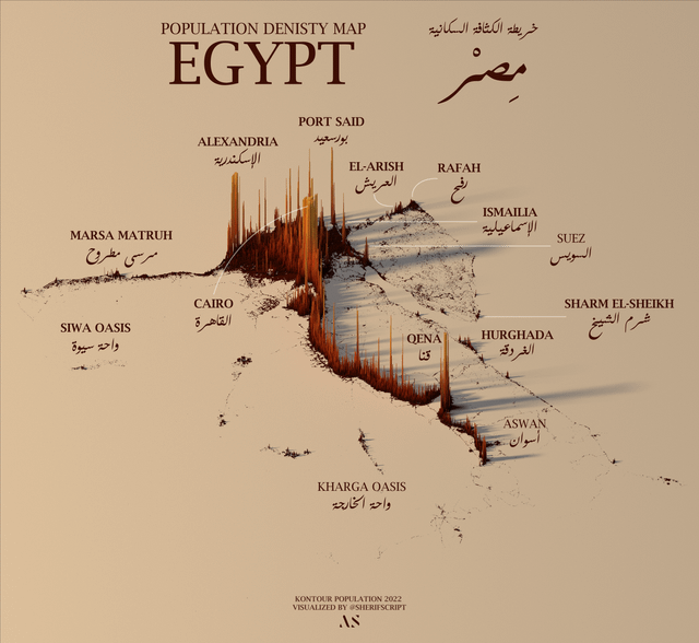 r/dataisbeautiful - [OC] Population Density Maps: Egypt & Germany