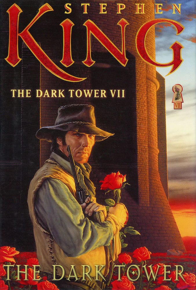 Book cover for THE DARK TOWER by Stephen King, trade edition published by Scribner