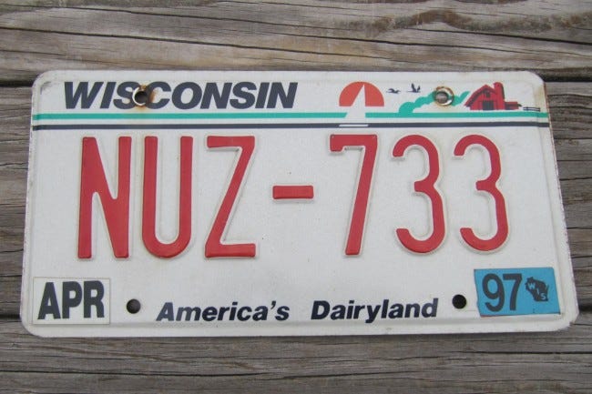 Wisconsin America's Dairyland License Plate 1997 - States V-W - State ...