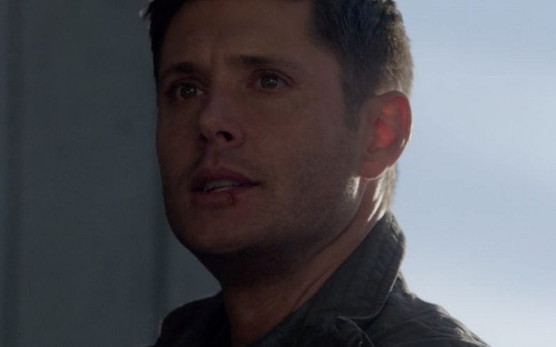 dean winchester looking up to sky upset castiel is dead