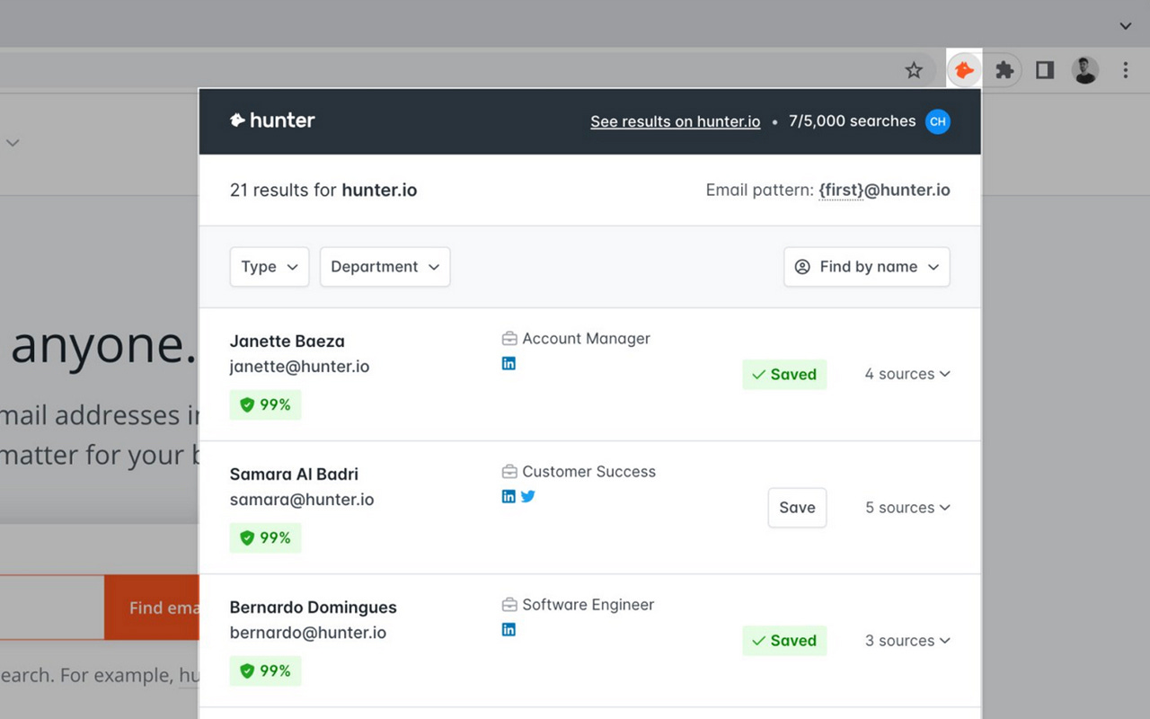 Hunter email finder