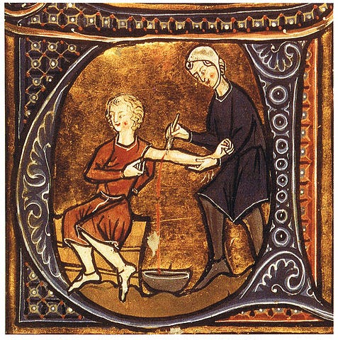 13th century illustration of bloodletting - Bloodletting