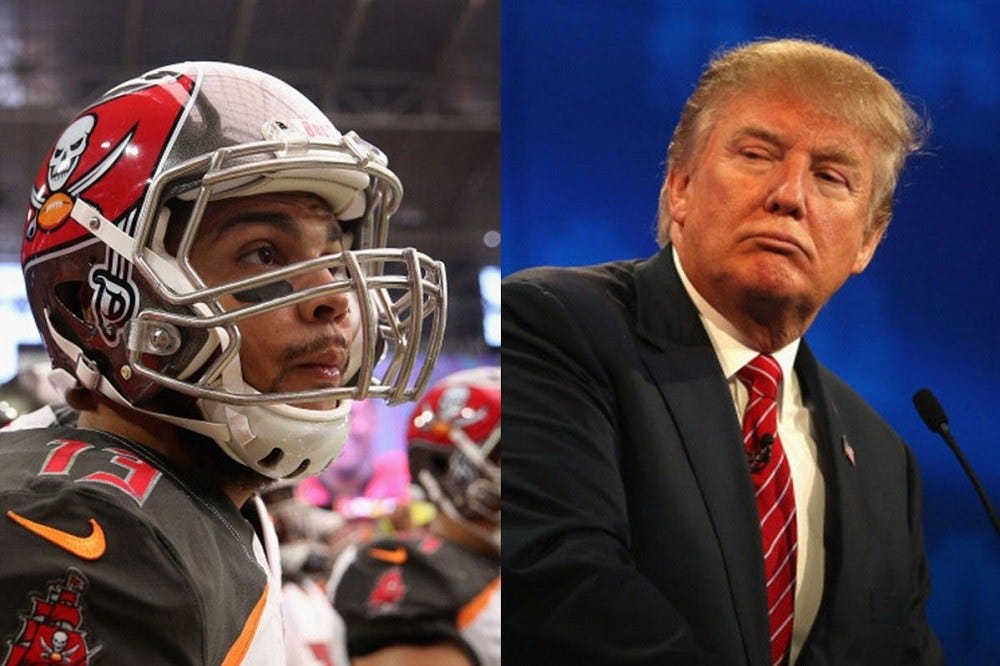 Donald Trump inspires Buccaneers Mike Evans protest 2016 images