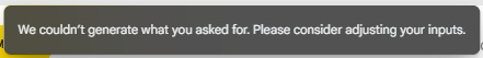 We couldn't generate what you asked for - Google Whisk