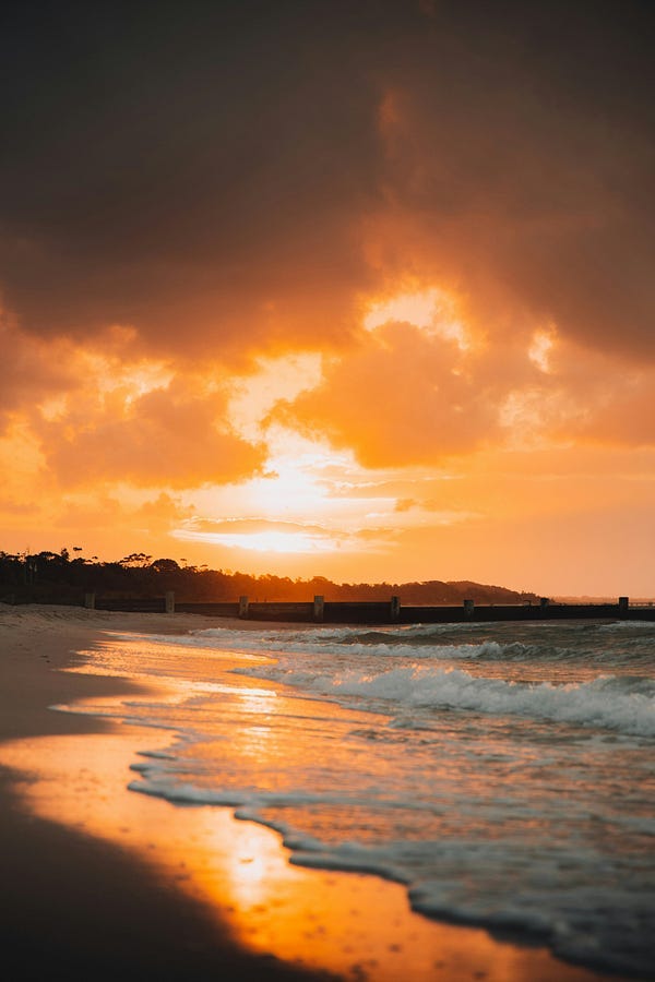 Beach at sunset.