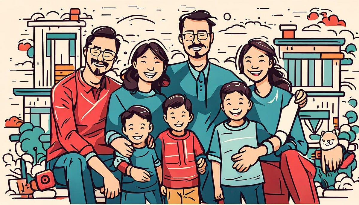 Happy family cartoon