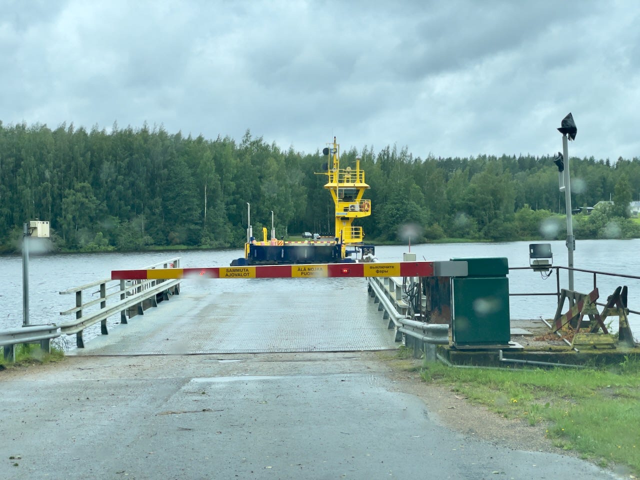 A ferry arriving.