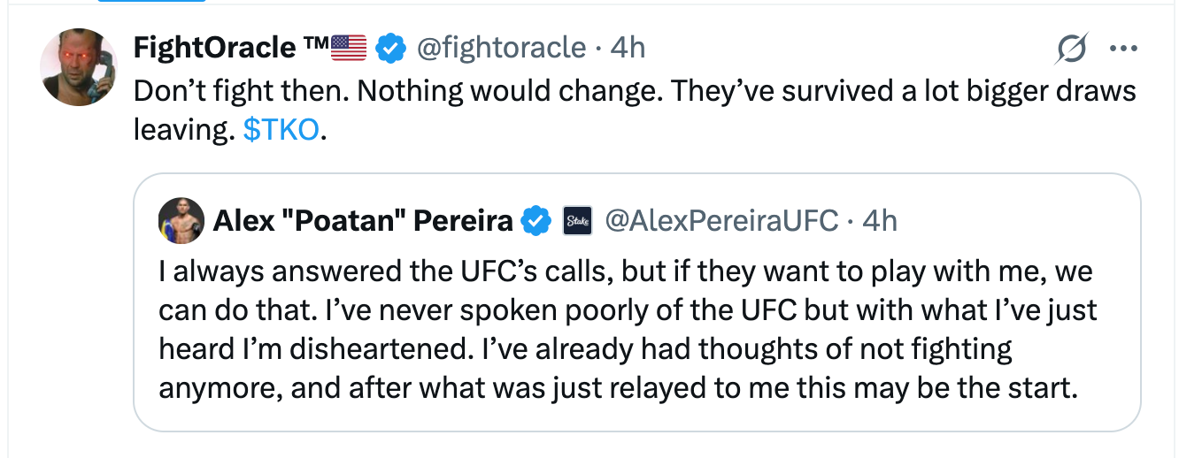@fightoracle Don’t fight then. Nothing would change. They’ve survived a lot bigger draws leaving. $TKO.