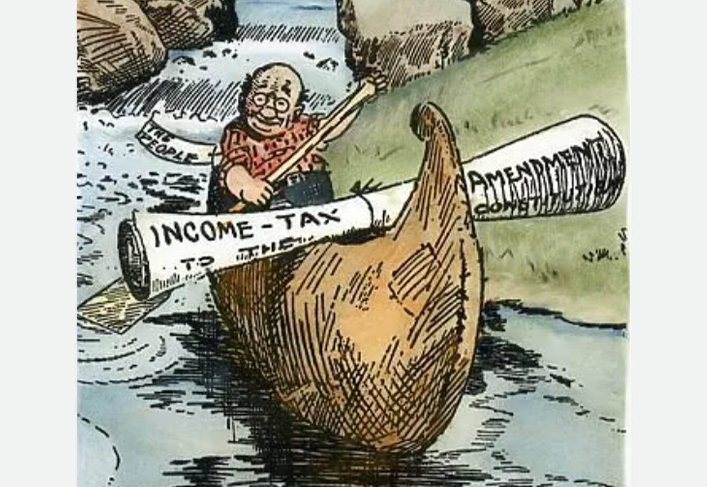 A income tax themed political cartoon from 1913