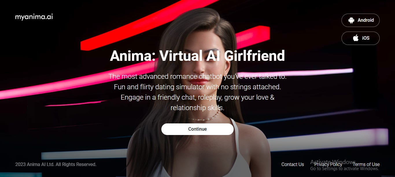 Anima AI Virtual AI girlfriend app