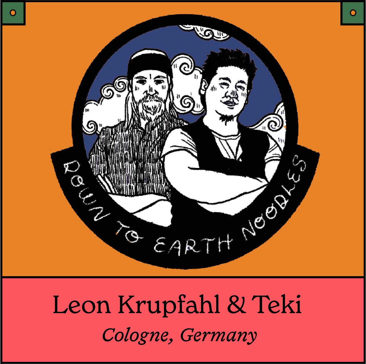 A portrait of Leon Krupfahl and Teki, owners of Down To Earth Noodles based in Cologne, Germany