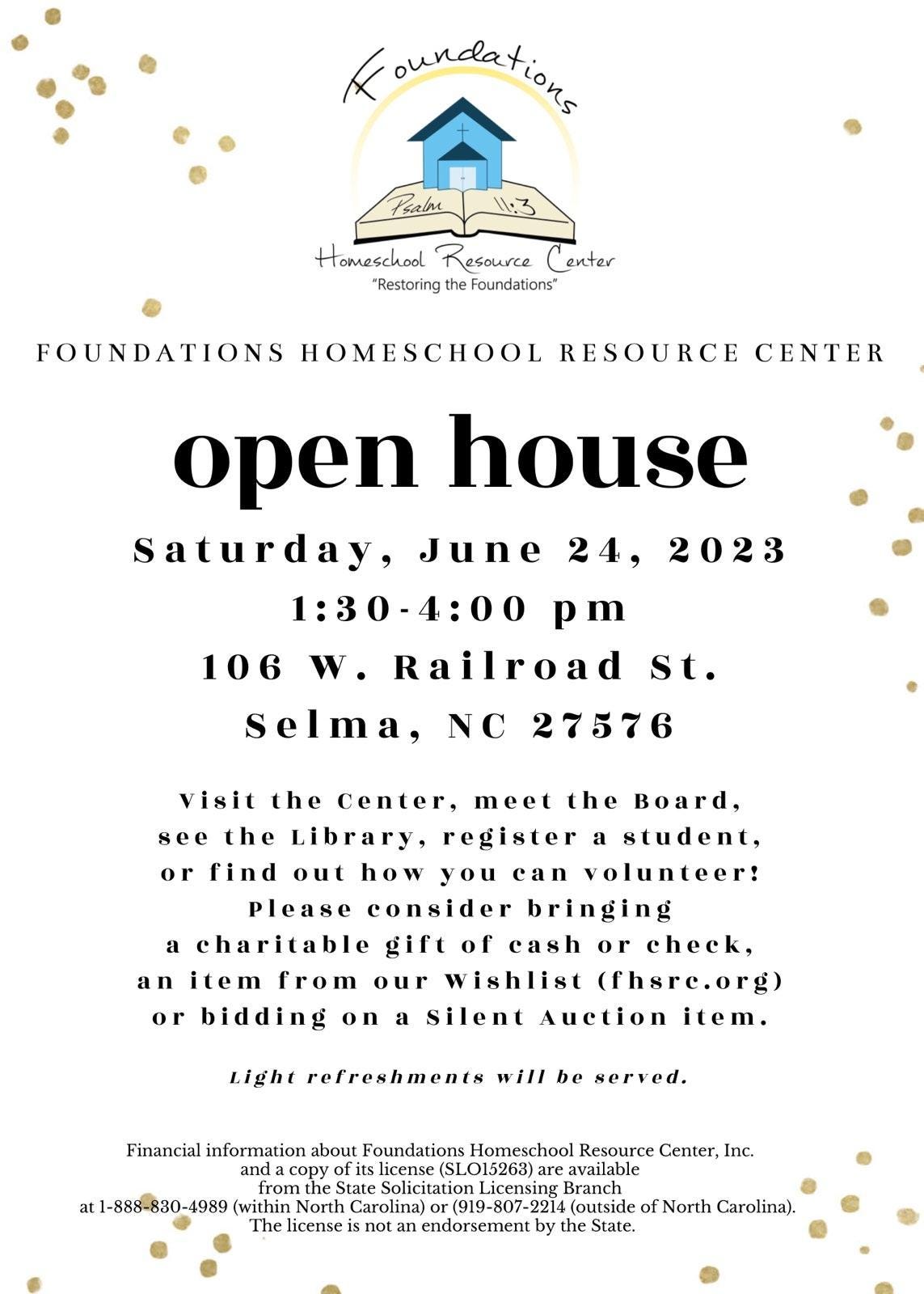 flyer for FHSRC grand opening/open house on June 24, 2023
