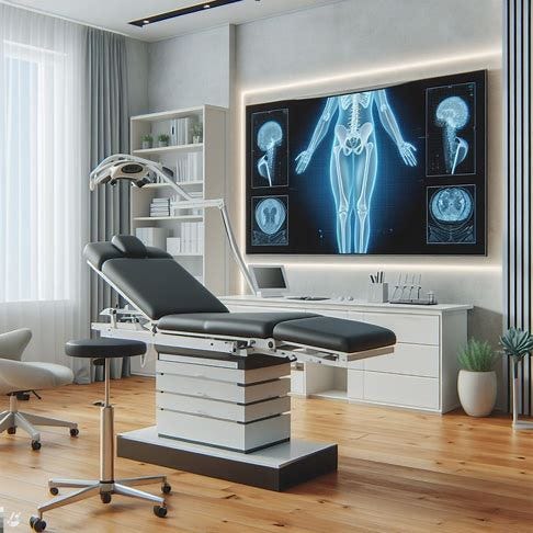 picture of a modern orthopedic exam room with video monitor. Image 2 of 4