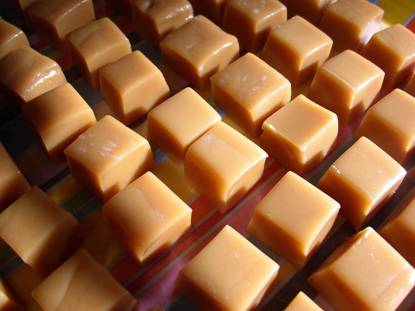 Squares of homemade caramel